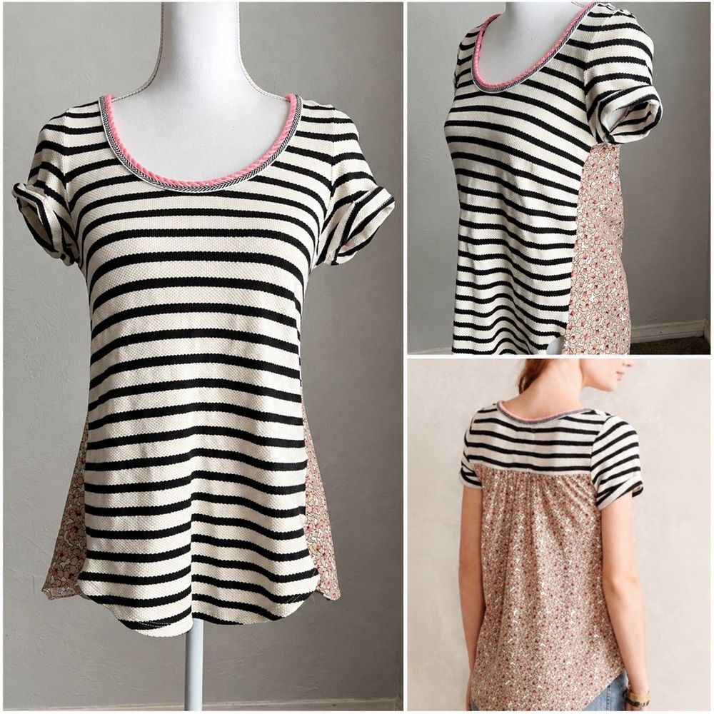 Anthropologie *Akemi + Kin* Mixed Print Mixed Material T-Shirt S